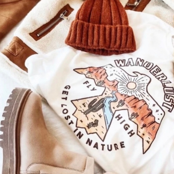 New Bohemian Wanderlust Free Spirit Graphic Short Sleeve T-Shirt Top - Picture 2 of 6